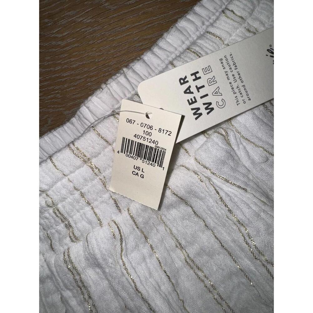 Aerie Gauze Cotton Loose fit Shorts SIZE L Flowy White Gold - Picture 3 of 4